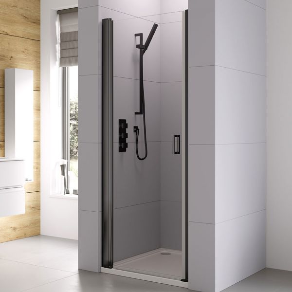 Roman Showers Haven 6 Black Frameless Pivot Shower Door 800mm #3