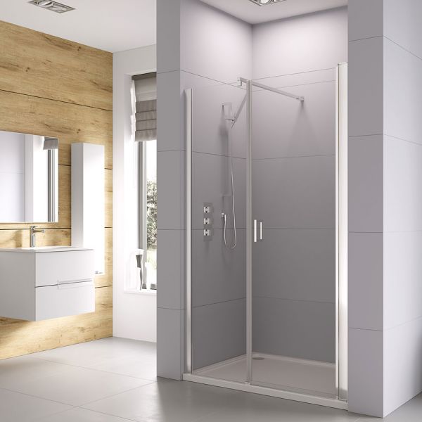 Roman Showers Haven 6 Chrome Frameless 1000 Pivot Shower Door and Inline Panel #4
