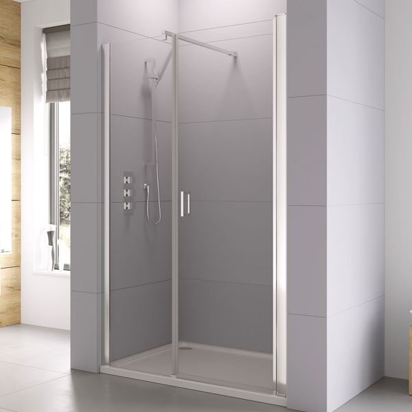 Roman Showers Haven 6 Chrome Frameless 1000 Pivot Shower Door and Inline Panel #3