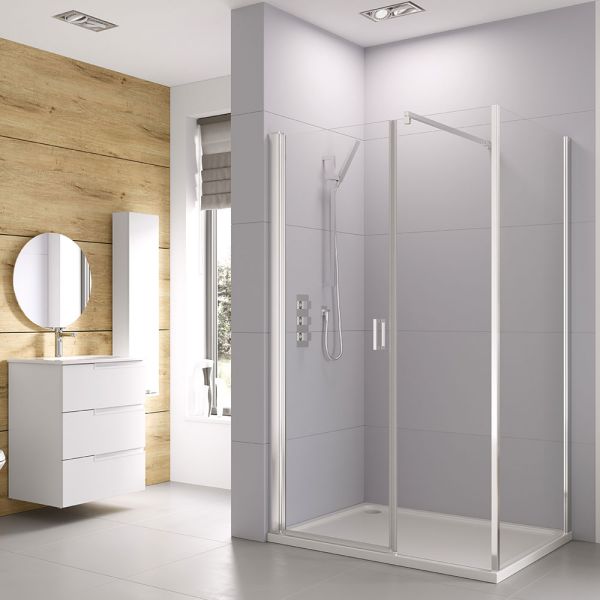 Roman Showers Haven 6 Chrome Frameless 1000 Pivot Shower Door and Inline Panel #2