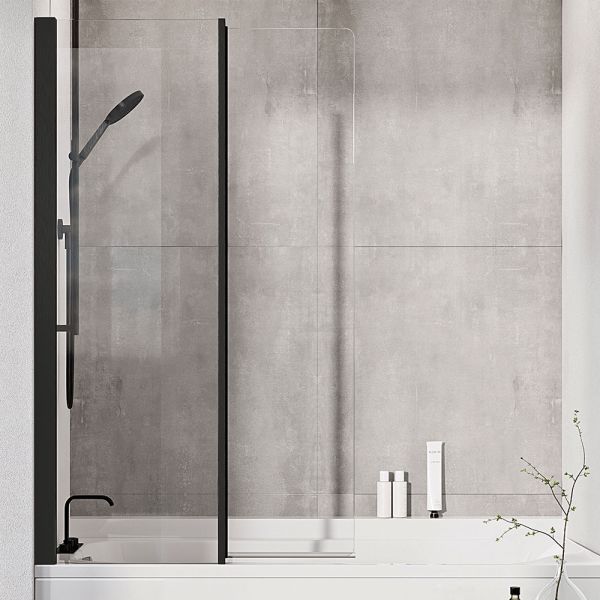 Roman Showers Haven 6 Two Panel Inward Folding Black Bath Screen 1500 x 900mm