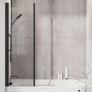 Roman Showers Haven 6 Two Panel Inward Folding Black Bath Screen 1500 x 900mm
