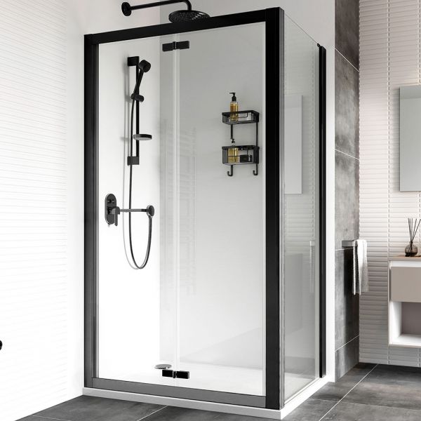 Roman Showers Haven 8 Black Bi Fold Shower Door 1000mm