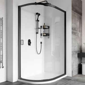 Roman Showers Haven 8 Black One Door Offset Quadrant Enclosure 1000 x 800mm