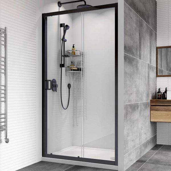 Roman Showers Haven 8 Black Sliding Shower Door 1200mm