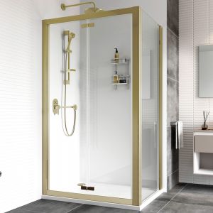 Roman Showers Haven 8 Brushed Brass Bi Fold Shower Door 1000mm