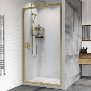 Roman Showers Haven 8 Brushed Brass Sliding Shower Door 1000mm