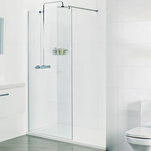 Roman Showers Select 8mm Chrome Walk In Wetroom Shower Panel 900mm Wide
