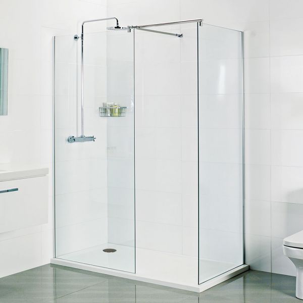 Roman Showers Select 8mm Chrome Walk In Wetroom Shower Panel 1400mm