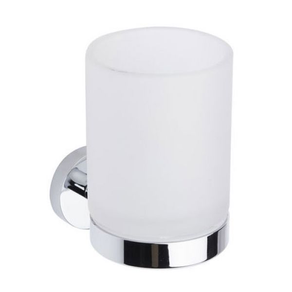 Roper Rhodes Capital Frosted Glass Toothbrush Holder with Chrome Fixings