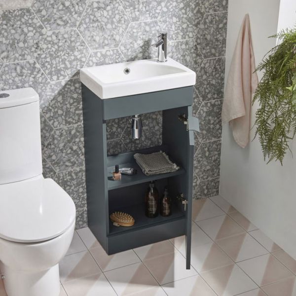 Roper Rhodes Esta 450 Freestanding Juniper Green Vanity Unit and Basin ESVB45JNP ESB45 #2