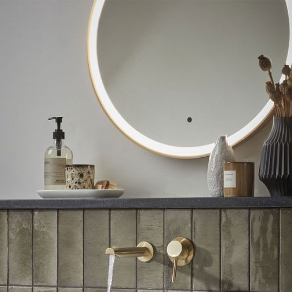 Roper Rhodes Frame Brushed Brass 600mm Illuminated Circular Bathroom