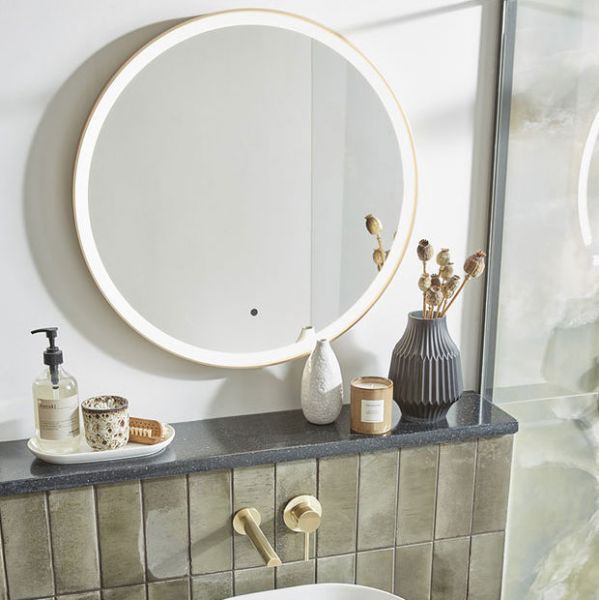 Roper Rhodes Frame Brushed Brass 800mm Illuminated Circular Bathroom
