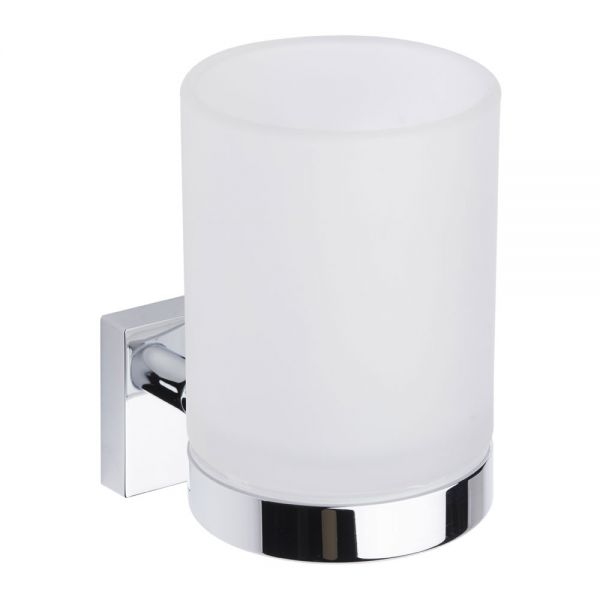 Roper Rhodes Restore Frosted Glass Toothbrush Holder with Chrome Fixings