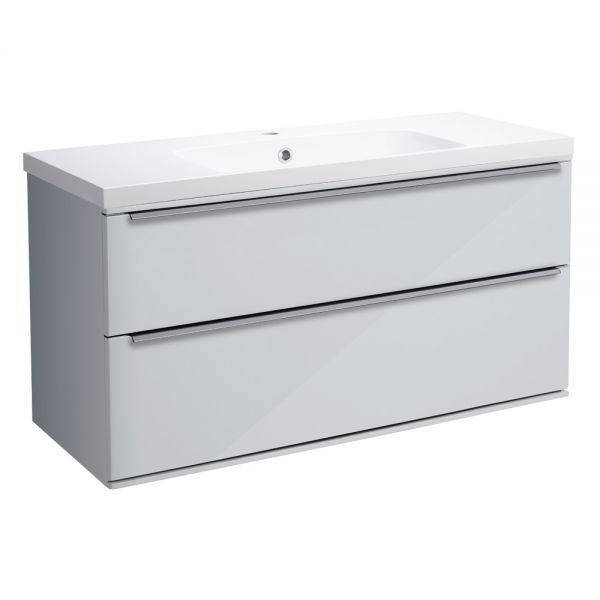 Roper Rhodes Scheme Gloss Light Grey 1000mm Wall Mounted Unit and Isocast Basin