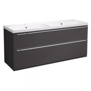 Roper Rhodes Scheme Gloss Dark Clay 1200mm Wall Mounted Unit and Isocast Double Basin