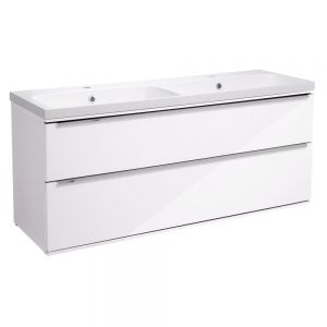 Roper Rhodes Scheme Gloss White 1200mm Wall Mounted Unit and Isocast Double Basin