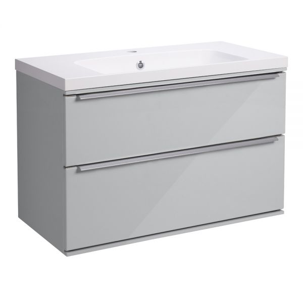 Roper Rhodes Scheme Gloss Light Grey 800mm Wall Mounted Unit and Isocast Basin