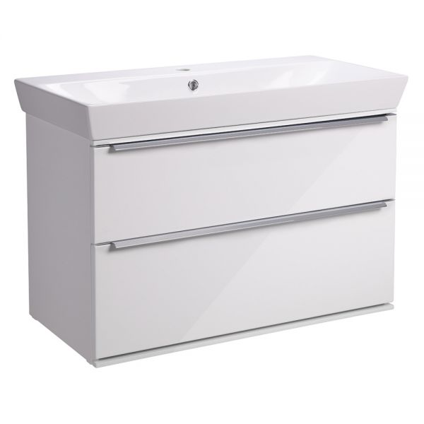 Roper Rhodes Scheme Gloss White 800mm Wall Mounted Unit and Ceramic Basin