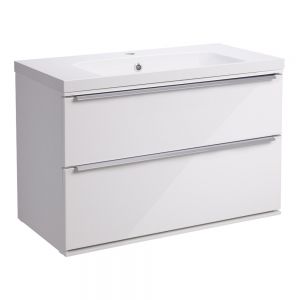 Roper Rhodes Scheme Gloss White 800mm Wall Mounted Unit and Isocast Basin