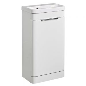Roper Rhodes System Gloss White 450mm Cloakroom Floor Standing Unit and Ceramic Basin