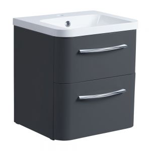 Roper Rhodes System Gloss Dark Clay 500mm Wall Mounted Unit and Isocast Basin