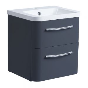 Roper Rhodes System Matt Carbon 500mm Wall Mounted Unit and Isocast Basin