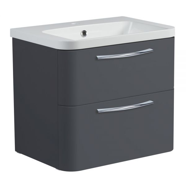 Roper Rhodes System Gloss Dark Clay 600mm Wall Mounted Unit and Isocast Basin