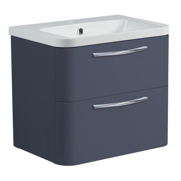 Roper Rhodes System Matt Carbon 600mm Wall Mounted Unit and Isocast Basin