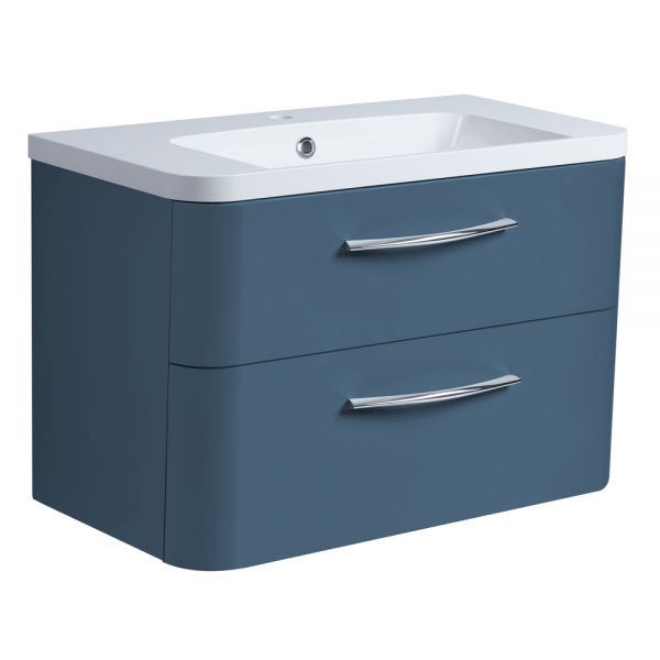 Roper Rhodes System Derwent Blue 800mm Wall Mounted Unit and Isocast Basin