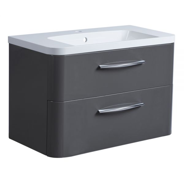 Roper Rhodes System Gloss Dark Clay 800mm Wall Mounted Unit and Isocast Basin