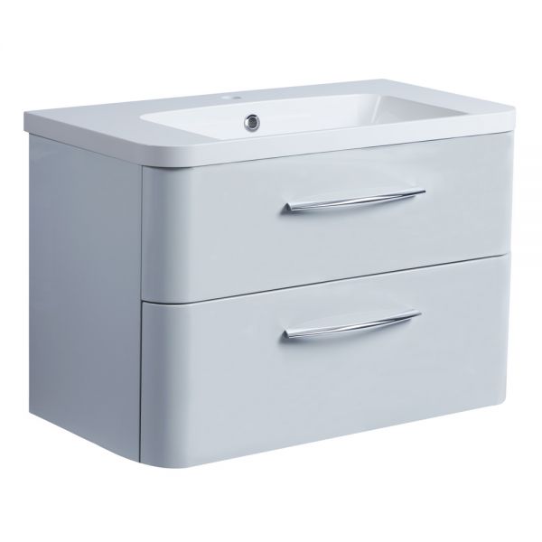 Roper Rhodes System Gloss Light Grey 800mm Wall Mounted Unit and Isocast Basin
