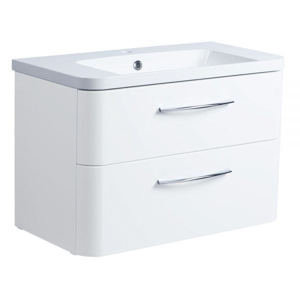 Roper Rhodes System Gloss White 800mm Wall Mounted Unit and Ceramic Basin