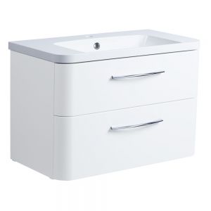 Roper Rhodes System Gloss White 800mm Wall Mounted Unit and Ceramic Basin