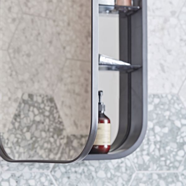 Roper Rhodes Theory Double Door 600 x 700mm Black Mirrored Bathroom Cabinet #3