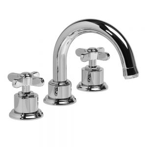 Roper Rhodes Wessex Chrome Deck Mounted 3 Hole Basin Mixer Tap with Click Waste