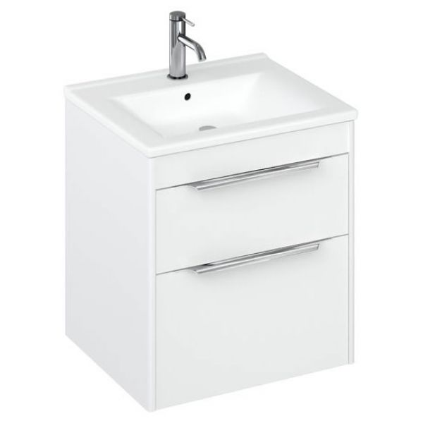 Britton Shoreditch 550mm Matt White Wall Hung Double Drawer Vanity Unit and Basin