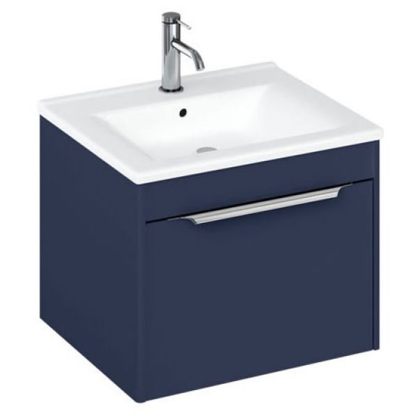 Britton Shoreditch 550mm Matt Blue Wall Hung Single Drawer Vanity Unit and Basin