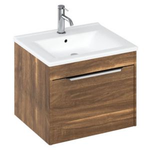 Britton Shoreditch 550mm Caramel Wall Hung Single Drawer Vanity Unit and Basin