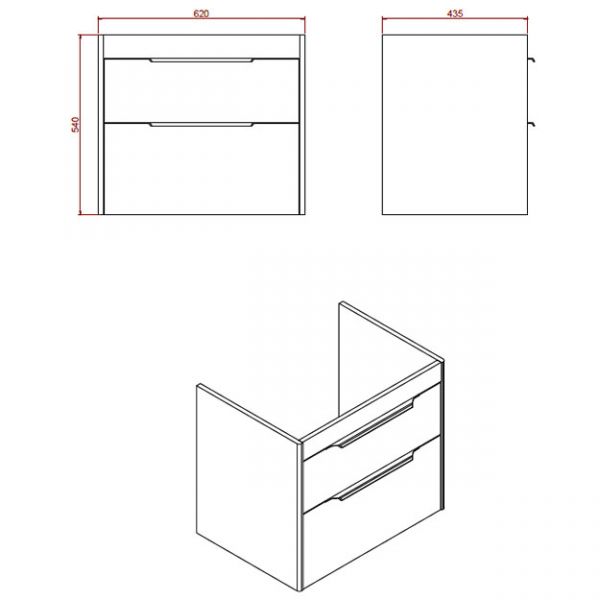 Britton Shoreditch 650mm Caramel Wall Hung Double Drawer Vanity Unit and Round Basin #2