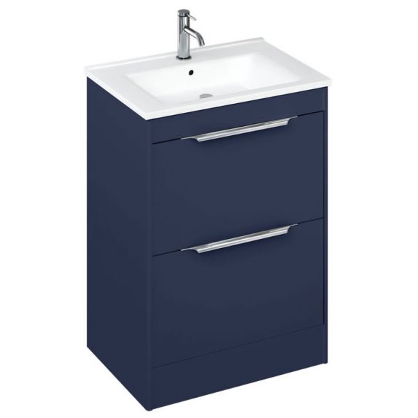 Britton Shoreditch 650mm Matt Blue Floorstanding Vanity Unit and Square Basin