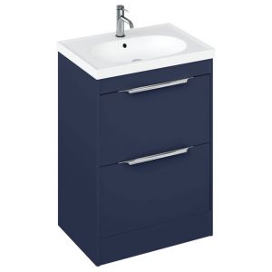 Britton Shoreditch 650mm Matt Blue Floorstanding Vanity Unit and Round Basin