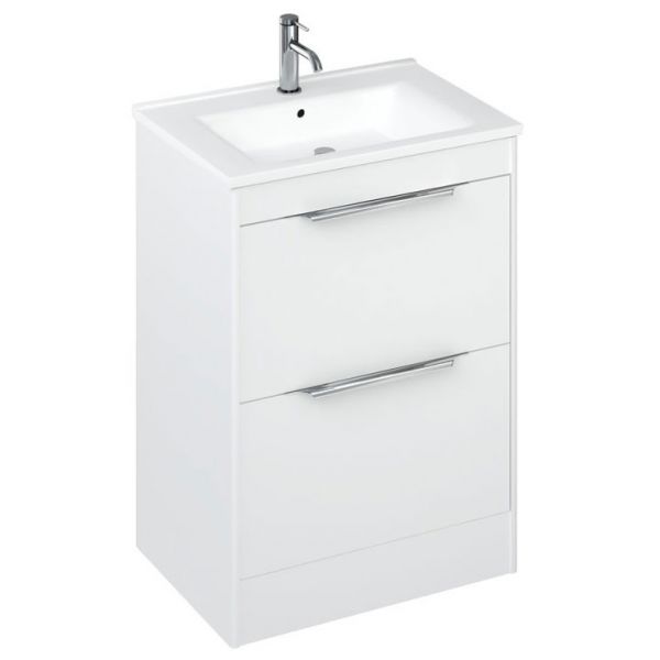 Britton Shoreditch 650mm Matt White Floorstanding Vanity Unit and Square Basin