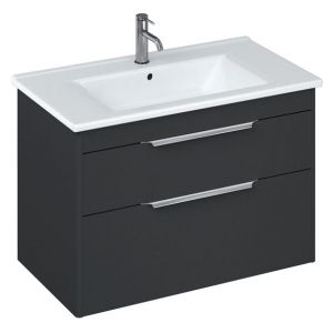 Britton Shoreditch 850mm Matt Grey Wall Hung Double Drawer Vanity Unit and Square Basin