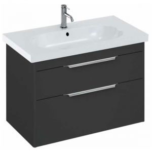 Britton Shoreditch 850mm Matt Grey Wall Hung Double Drawer Vanity Unit and Round Basin