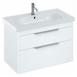 Britton Shoreditch 850mm Matt White Wall Hung Double Drawer Vanity Unit and Round Basin