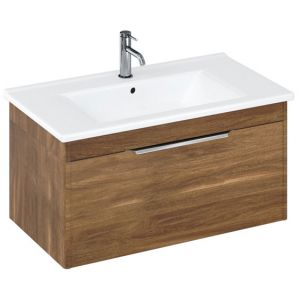 Britton Shoreditch 850mm Caramel Wall Hung Single Drawer Vanity Unit and Square Basin