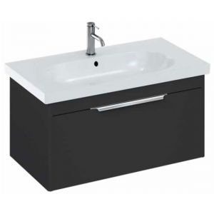 Britton Shoreditch 850mm Matt Grey Wall Hung Single Drawer Vanity Unit and Round Basin