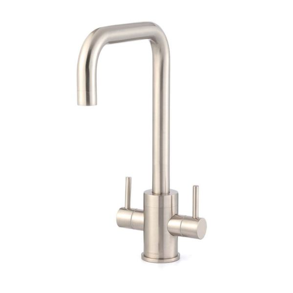 Clearwater Savita Twin Lever Brushed Nickel Monobloc Kitchen Sink Mixer Tap