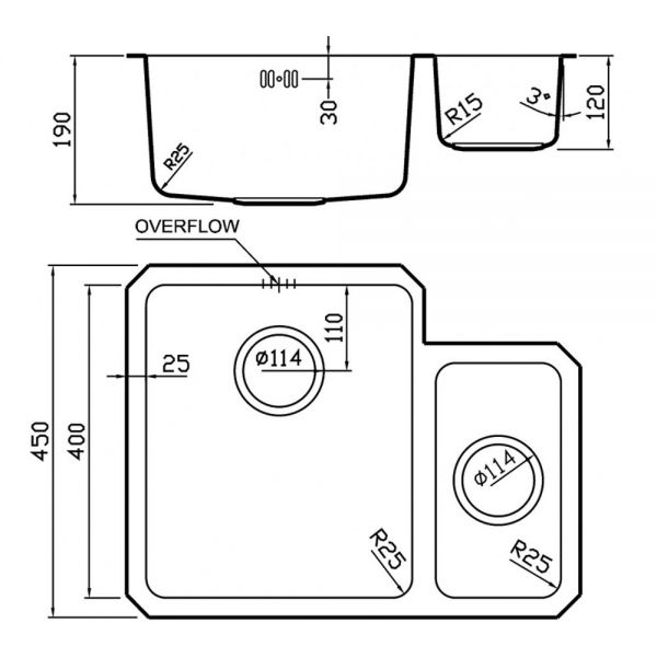 Clearwater Salsa 1.5 Bowl Undermount Stainless Steel Kitchen Sink with Left Hand Main Bowl 580 x 450 #2